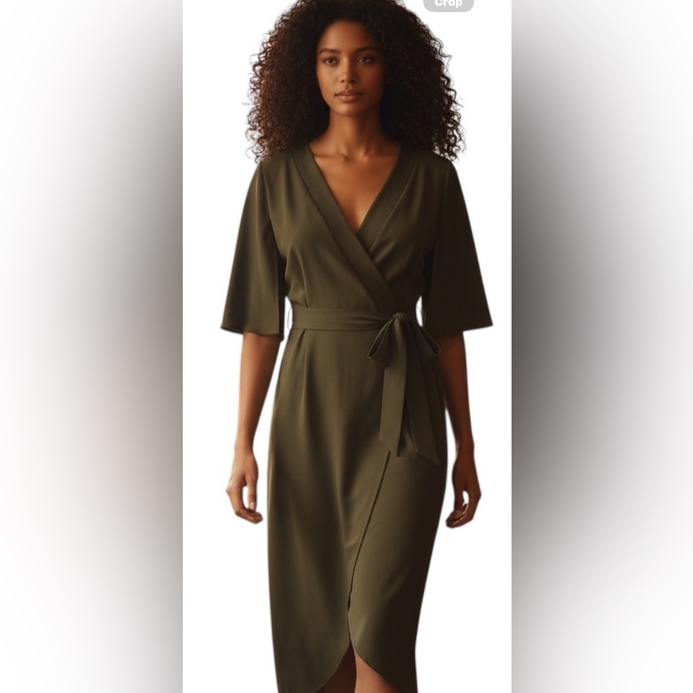 ASOS Olive Green Wrap Midi Dress